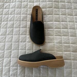 Reef Clogs Womens 8 Charcoal Gray Vista Skye Leather Mule Clogs Platform